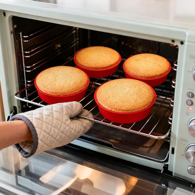 Bekith 4 Pack 9" Silicone Round Cake Pans, Silicone Cake Pans for Baking, Quick Release Baking Mold Round