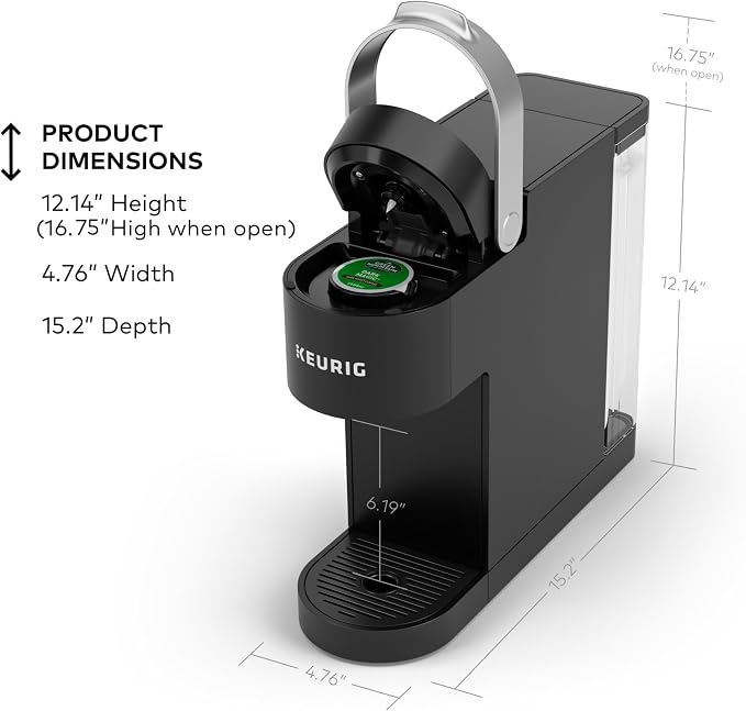 Keurig K-Slim Single Serve K-Cup Pod Coffee Maker, Multistream Technology, 3 Brew Sizes, Slim and Sleek Design, 46oz Removable Reservoir, Black | Multistream Technology, 3 Brew Sizes, Sleek Design, Removable Reservoir