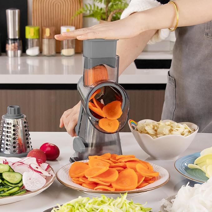 KalraMay Rotary Cheese Grater with Handle, Multifunctional Cheese Shredder | Multifunctional Shredder,Strong Suction Cup Base,Fast and Efficient Cutting,Detachable Parts,Safe Operation,Easy to Rinse