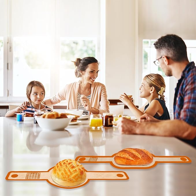 PLAPITATE Silicone Bread Sling for Dutch Oven Liner, Non Stick 2 PCS, Easy Clean Reusable Silicone Baking Mat with Long Handles, Easy to Transfer Sourdough Bread, Orange
