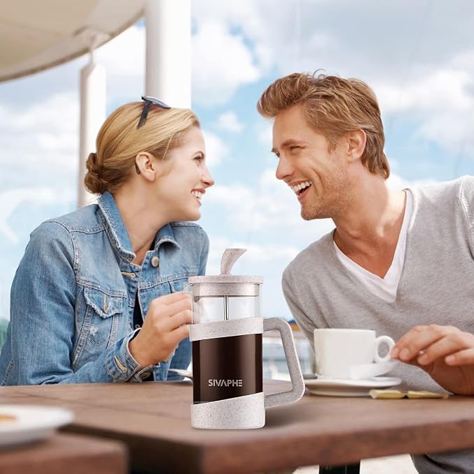 Sivaphe Small French Press 12 fl.oz Light-weight Durable High Borosilicate Carafe with Stainless Steel Filter 0.35L Coffee Maker Frothed