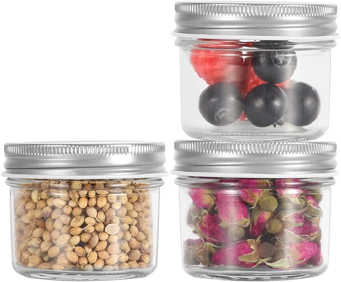 4 oz Mason Jar with Airtight Lids,40 Pack Wide Mouth Small Glass Mason Jars | 100ml Mini Glass Canning Jar Kitchen Storage Jars for Jams,Fruits Salad,Jellies,Spices,Handmade Desserts