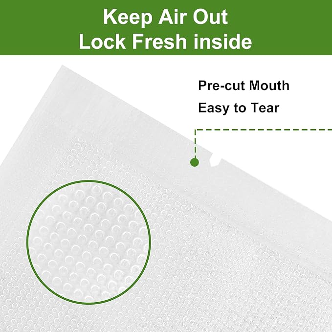 Vacuum Sealer Bags for Food Storage, 8" x 12" Vacuum Seal Bags, 200 Count | 3Mil Embossed BPA-Free Puncture-Resistant Bags, Universal Fit for Sous Vide, Meal Prep, Freezer Storage & Food Preservation