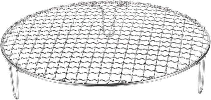 HARFINGTON Round Cooking Rack 9.8-inch Stainless Steel Cross Wire Barbecue Grill Net with 50mm Legs for Cooking Baking Steaming BBQ