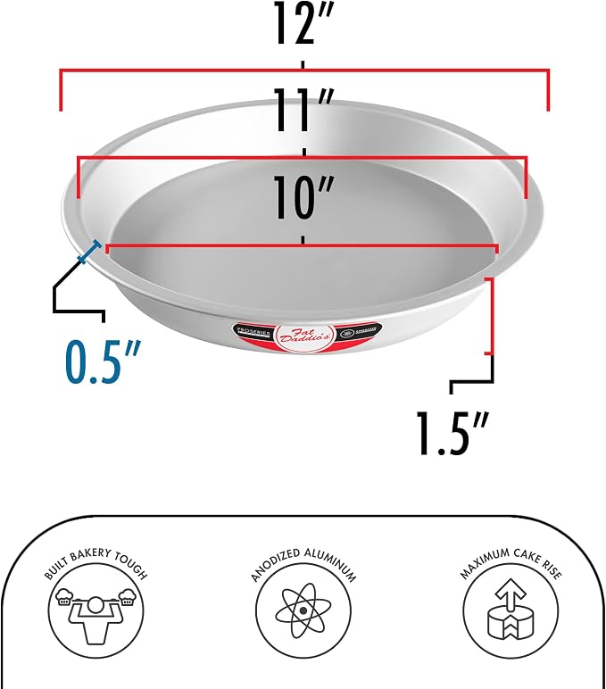Fat Daddio's PIE-12 Anodized Aluminum Pie Pan, 12 x 1.5 Inch