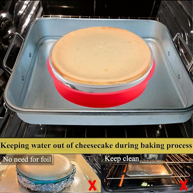 Silicone Cheesecake Water Bath Protector for 8'',8.5'' Springform Pan | Leakproof Springform Pan Protector,Cheesecake Baking Accessories