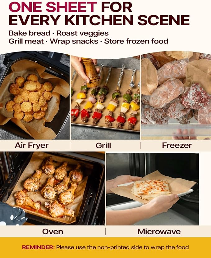 Katbite 200Pcs 12x16 In Unbleached Parchment Paper for Baking, Precut Parchment Paper Sheets, Heavy Duty Flat Baking Paper, Half Sheet Baking Sheets for Baking Cookies, Cooking, Air Fryer, Oven | Heavy Duty and Non-Stick Extra Strong Parchment Paper Sh...