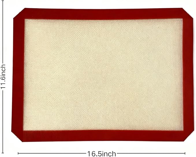 Silicone Baking Mat, 2 Pack Oven Baking Mat 16.5 x 11.6, Red | Reusable Baking Silicone Mat, Non stick Baking Mat Biscuit Slices