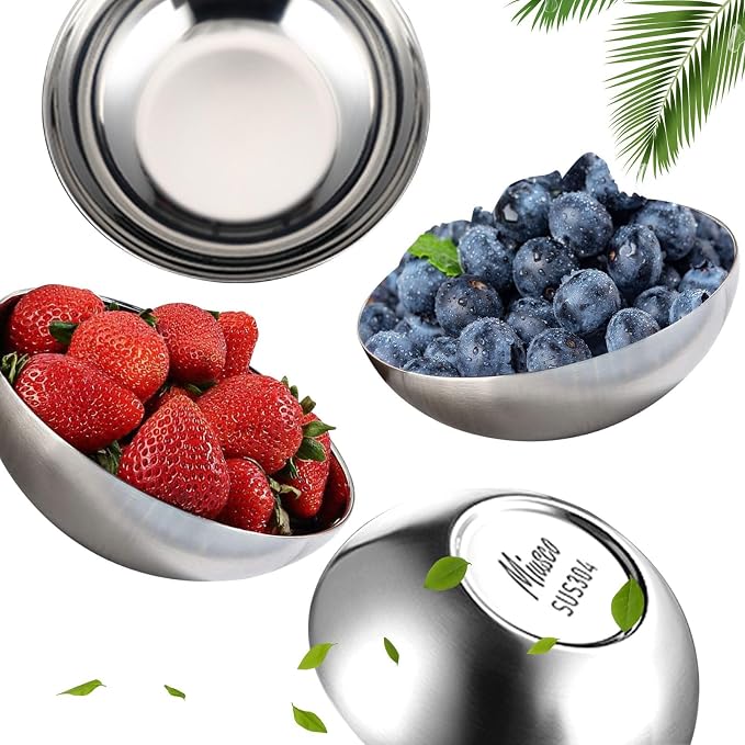 Stainless Steel Bowls for Kids, 18/8 Stainless Steel Toddler Bowl, BPA-Free, Durable & Easy Clean, 4 Pack - 14.5 oz Perfect for Baby Meals, Snacks, Serving and Travel & Home Use，Silver