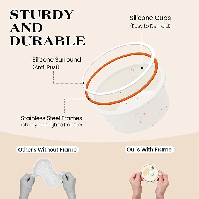 4 Inch Silicone Round Cake Pans, Set of 2 | Metal Reinforced Frame, Nonstick Mini Smash Cake Molds for Baking, BPA Free, For Baby's First Birthday, Small Cakes, Desserts