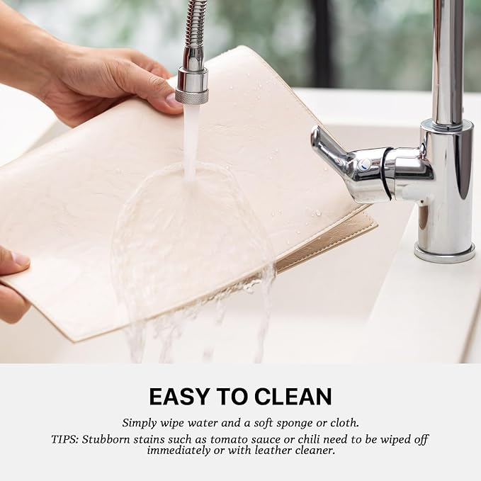 Baroyal Faux Leather Placemats Set of 4 Vinyl Washable Wipeable Table Mats for Kitchen Dining Table Heat Resistant Waterproof Modern Indoor/Outdoor Placemats Non-Slip Easy Clean Place Mats (Nude)