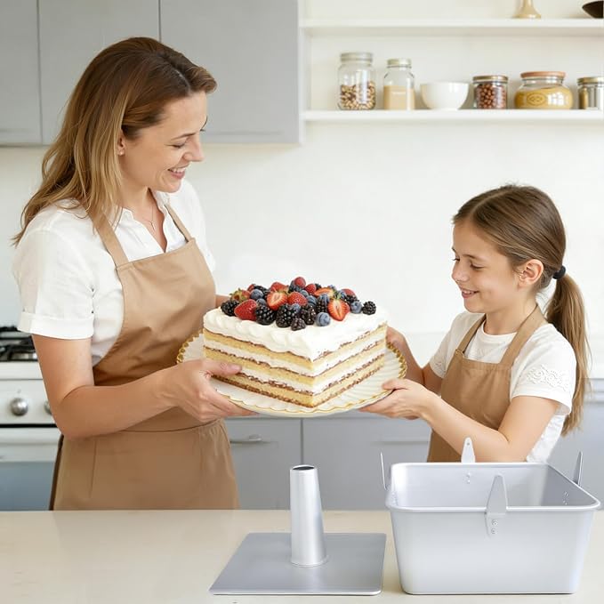 Hitter 18 Cup Angel Food Cake Pan, 10-inch Anodized Aluminum Square Tube Cake Pan with Cooling Feet & Nonstick Coating Perfect for Angel, Chiffon & Pound Cake