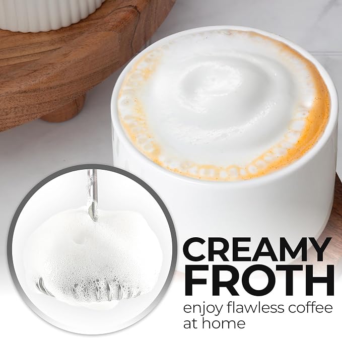 Zulay Kitchen Rechargeable Milk Frother Handheld - Frother Wand, Drink Mixer, Electric Whisk Frother, for Cappuccinos, Matcha & Protein Powder - Dynamic 3 Whisk, 3 Speed 500mAh Black Copper