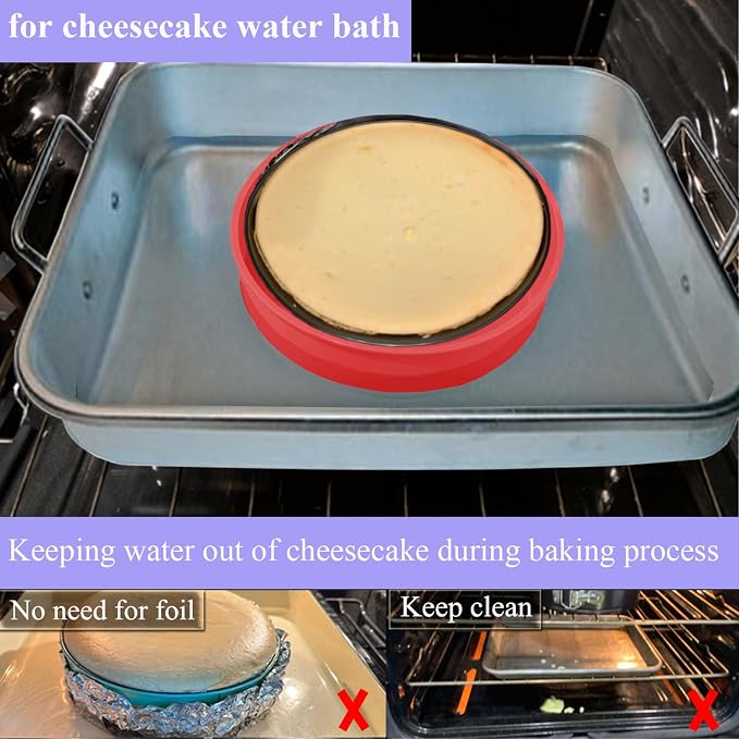 Silicone Springform Pan Protector, Cheesecake Water Bath Protector | for 7'',7.5'' Round Springform Pan, Leakproof, 8 inch