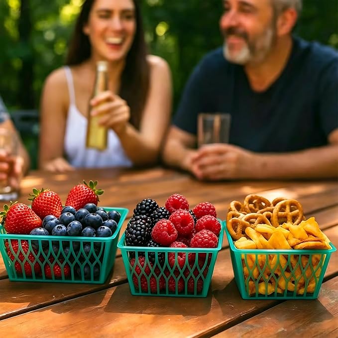 20 Pack Plastic Berry Baskets Strawberry Basket 4-Inch Berry Picking Basket Farmer Market Produce Baskets Fruit Vegetable Storage Containers