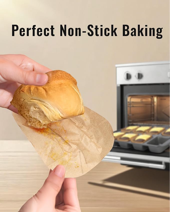 Bake Choice 100 Mini Loaf Pan Liners Compatible with Wilton Mini Loaf Pan | 3.15 * 1.97 * 1.57inch, Natural Parchment Paper Cupcake Liners, Petite Loaf Baking Cups for Cupcake, Muffin, Brownies
