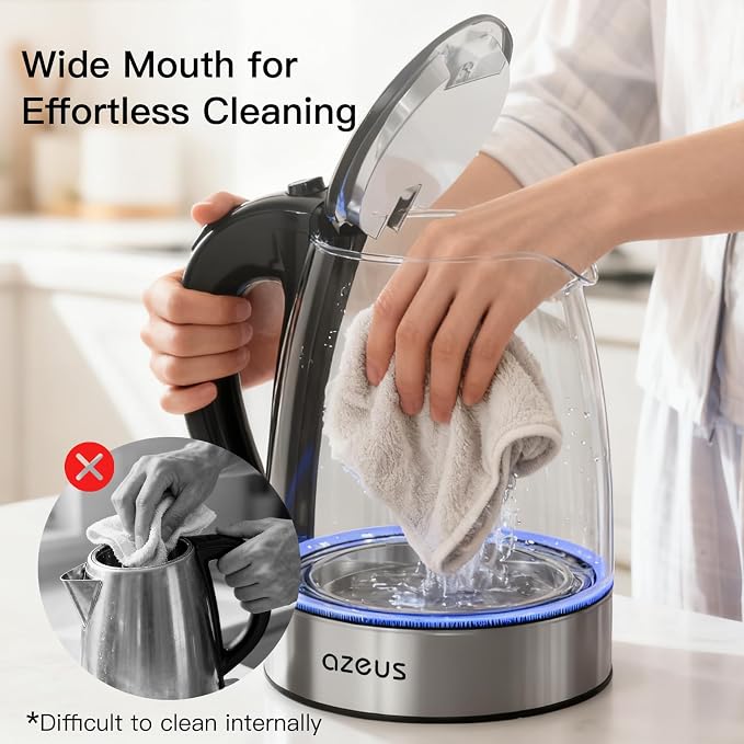 AZEUS Electric Kettle 1500W Tea Kettle, 1.8L Large Capacity with Auto Shut-Off and Boil-Dry Protection, BPA-Free