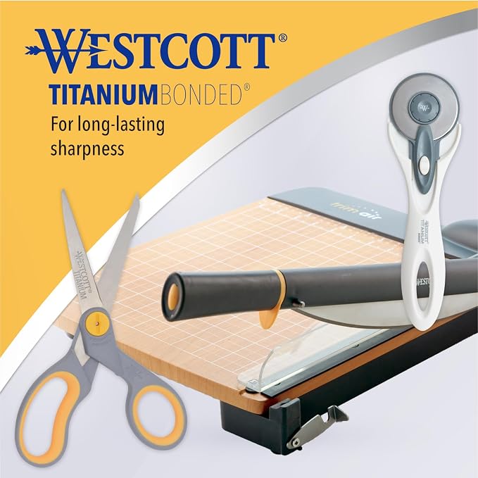 Westcott 5-Inch Micro-Tip Fabric Scissors with Titanium-Bonded Blades - Craft Scissors for Paper and Fabric, Sewing, and More