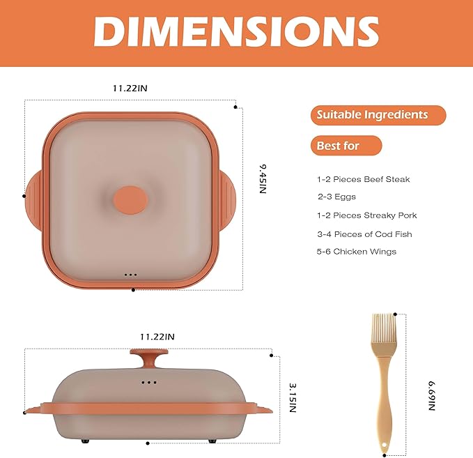 Microwave Grill Pan with Cover | Microwave Bacon Cooker | Griller & Crisper Pan for Grilling, Frying, Browning and Crisping | Microwave Cookware for Grill Meat | Dishwasher Safe for Dorms,Office,RV