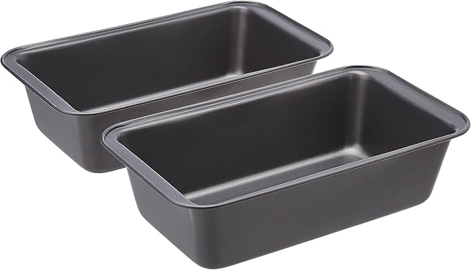 Amazon Basics Rectangular Nonstick Bread Loaf Pan for Baking Meatloaf with Even Heat Distribution,9.5 x 5 Inch,Gray,Set of 2,(Pack of 6)