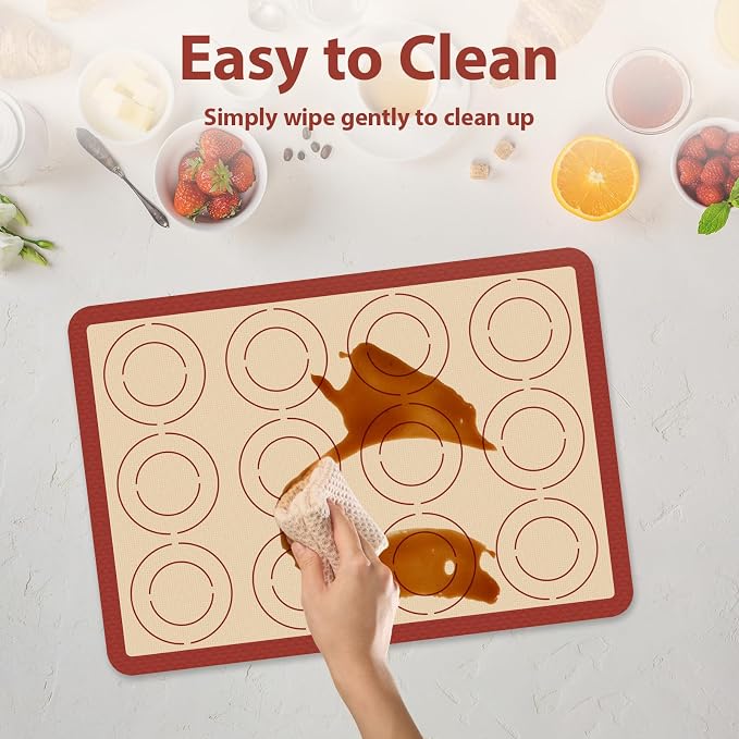 Silicone Baking Mat Set of 6, Nonstick & Reusable | Macaron Silicone Sheets for Baking, Heat Resistant Multi Pack Sets for Pastries, Macarons, Cookies, Pizza