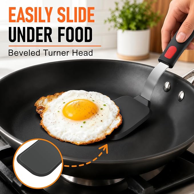 4Pcs Silicone Spatula Turner Set, Heat Resistant Silicone Spatula for Nonstick Cookware, BPA Free Kitchen Cooking Utensils Set, Flexible Spatula Turner for Flipping Eggs, Burger, Fish, Pancake