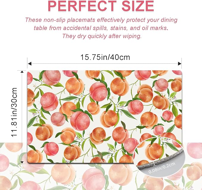 Placemats Set of 4 - Faux Leather Heat Resistant Placemats for Dinner Table, Non-Slip Waterproof Oil-Proof Washable Reusable Placemat for Indoor Outdoor Kitchen Decor, 15.75In*11.81In