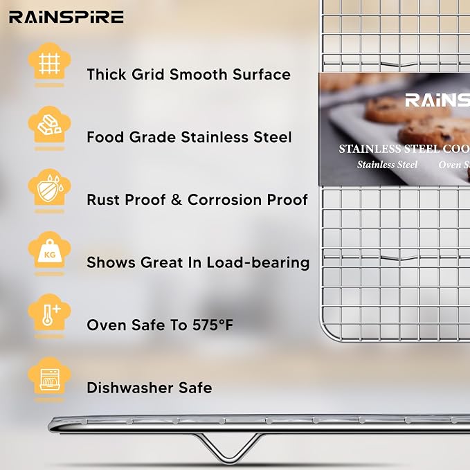 Cooling Rack Stainless Steel, Heavy Duty Cooling Racks for Cooking and Baking, Oven Safe Wire Rack for Cooking, Baking Rack for Oven Cooking Fits Quarter Sheet Pan (1, 8.5" x 12")