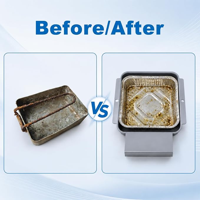 Grill Grease Tray Replacement for Royal Gourmet GD4002T 4-Burner Grill | Enameled steel drip pans. Rustproof, heat-resistant. Catches grease, prevents flare-ups. Smooth drainage, no clogging.