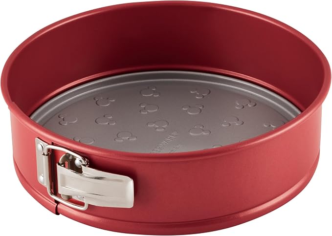Farberware Disney Bake with Mickey Mouse Bakeware Nonstick Springform Baking Pan/Nonstick Springform Cake Pan/Nonstick Cheesecake Pan, Round, 9 Inch - Red and Gray