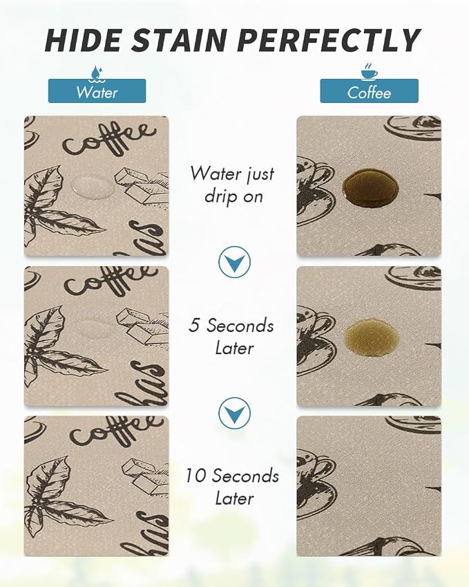 AMOAMI-Coffee Mat Hide Stain Rubber Backed Absorbent Dish Drying Mat for Kitchen Counter-Coffee Bar Accessories Fit Under Coffee Maker, Espresso Machine, Pot, Dish Rack (16X24,MILK TEA)