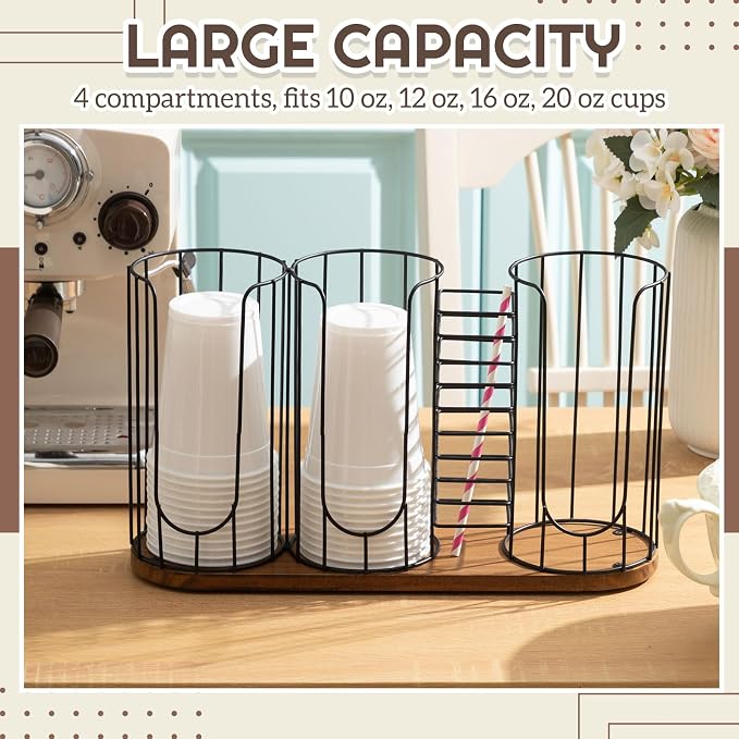 18oz Coffee Cup & Lid Dispenser with Base(4-compartment Single, Color 1)