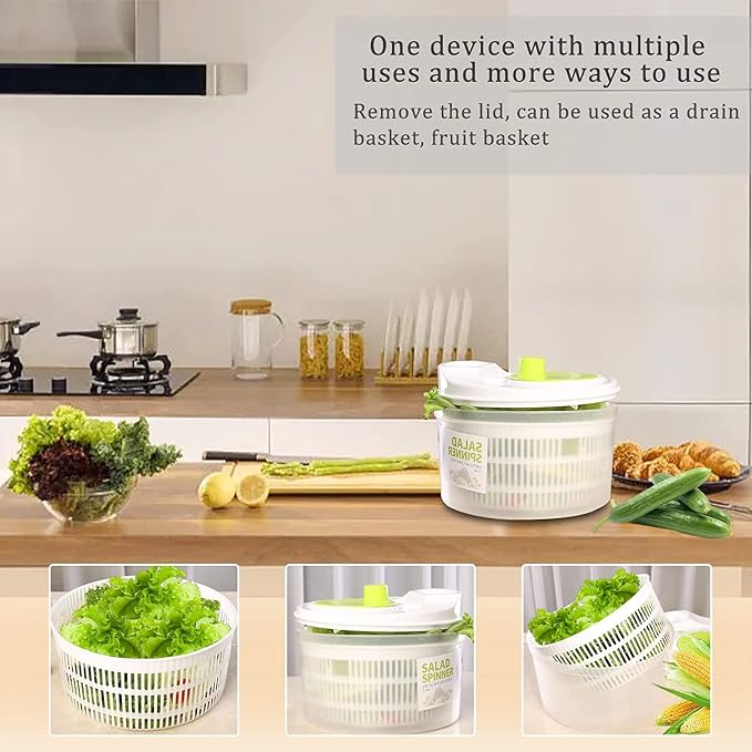 Capacity 3L Salad Spinner Vegetable Washer Fruit Veggie Bowl Collapsible Salad Spinner with Lid Veggie Dryer Set for Kitchen Tools of Lettuce Dryer Salad Shooter Small Salad Spinner