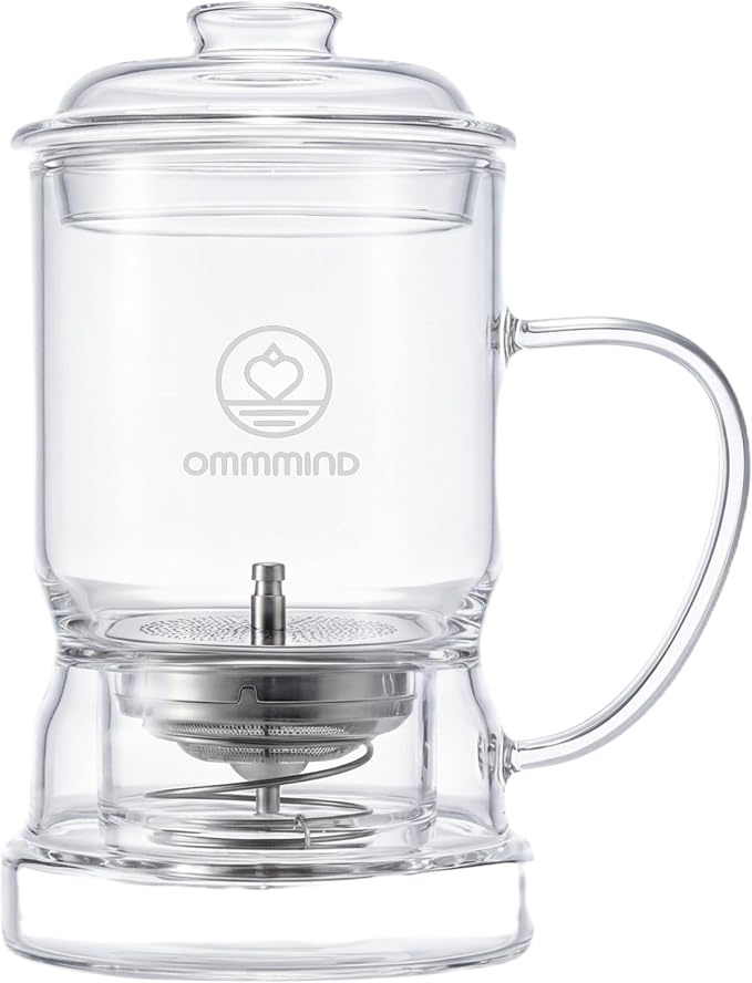 Glass Tea Infuser, Easy Drain for Loose Leaf, 15.2 oz, Clear | Fits rims under 3.15 in; set on mug to drain, lift to stop, helps limit bitterness. Dishwasher safe; tea bags, herbs, coffee