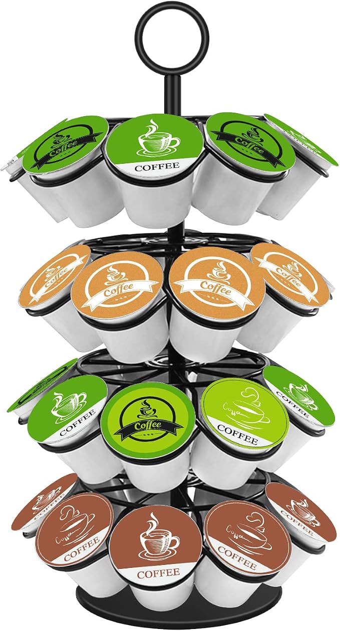 KIMIUP Coffee Pod Holder, K Cup Organizer Compatible with K-Cups(36 Pods) | Kitchen Detachable Coffee Pod Organizer for Countertop, Spins 360-Degrees