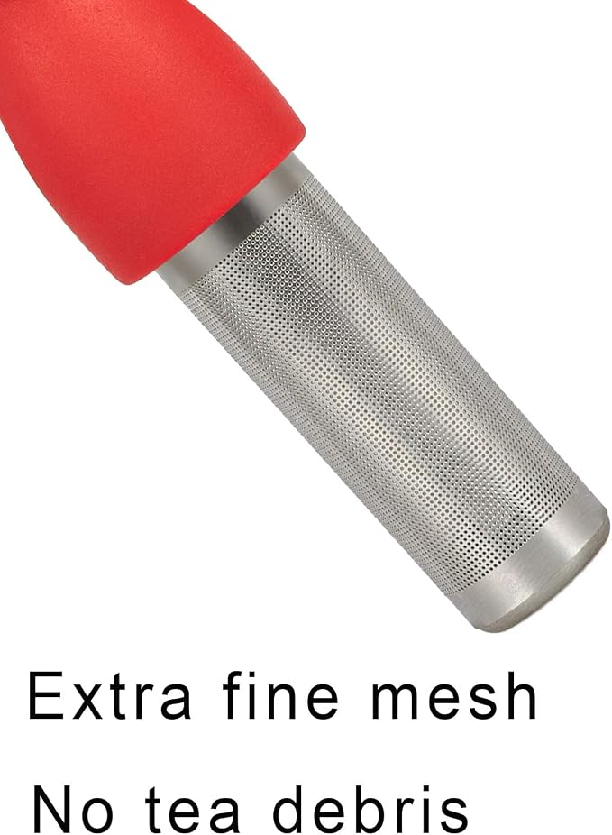 Leden Cute Tea Infuser for Loose Leaf Tea, Extra Fine Mesh Tea Steeper Red | Stainless Steel Fun Person-shaped Design Tea Strainer Filter with Silicone Handle for Loose Tea Ball for Cup Mug