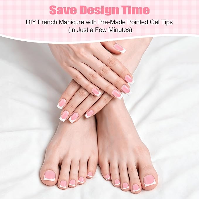 60 Pcs White French Tip Press on Nails, Acrylic Medium Fake Nails | Square, Press On Toe Nails for Women’s Manicure