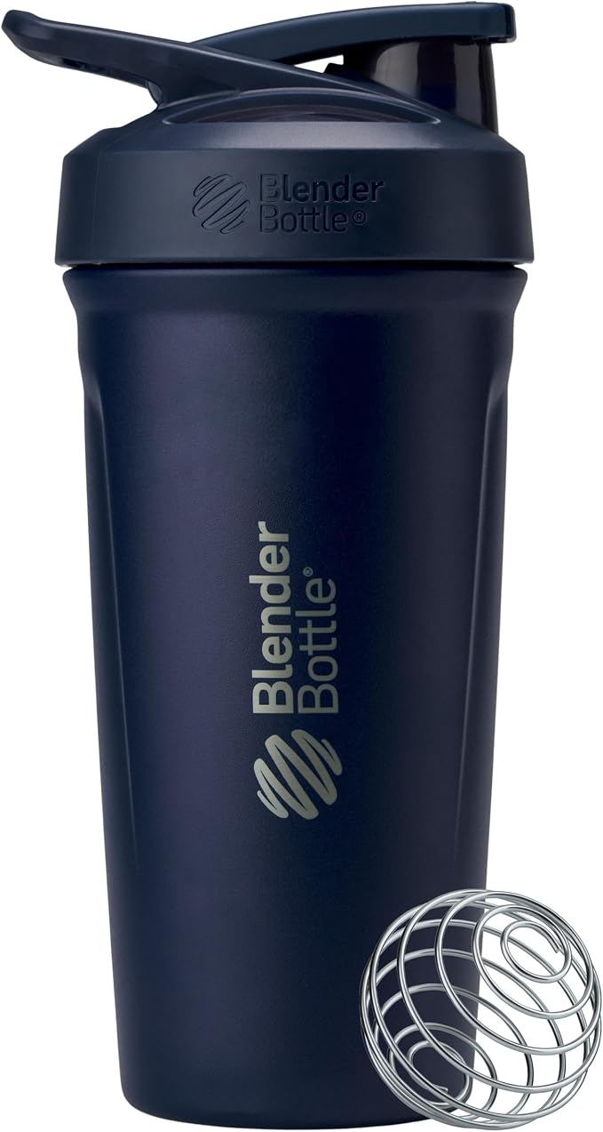 BlenderBottle Sport Flip Stainless Steel Shaker Bottle 24 oz Navy
