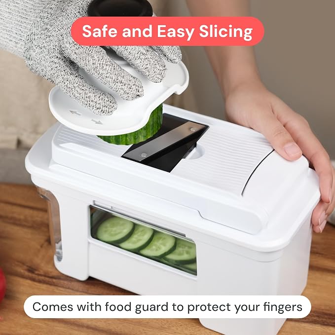 Fullstar Pro XL Vegetable Chopper & Mandoline Slicer w Pull-Out Catch Tray | 11 in 1 Veggie, Onion & Fruit Slicer, Dicer & Grater with Sharp Stainless Steel Blades - XL Food Prep Set ((White)
