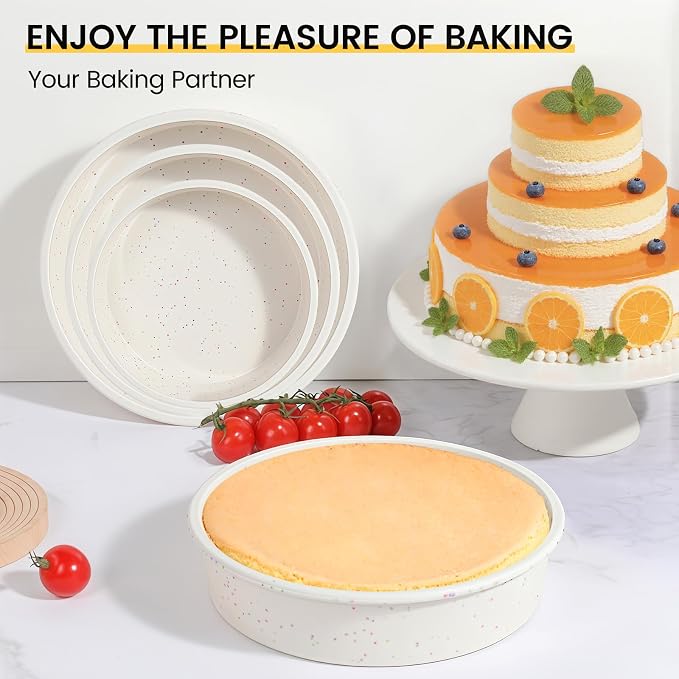 Vinino 6/8/10 Inch Cake Pan Set, 3 Pack Silicone Mold with Steel Frame | 3 Sizes for Versatile Baking, Perfect for Layer Cakes, Cheesecakes & Desserts, Easy Release Design