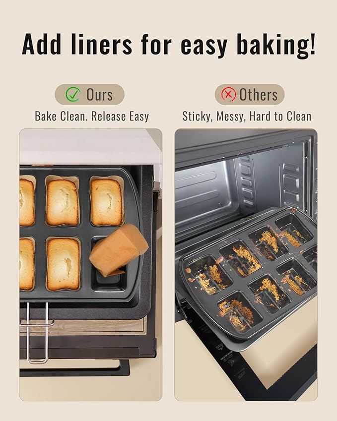 Bake Choice 100 Mini Loaf Pan Liners Compatible with Wilton Mini Loaf Pan | 3.15 * 1.97 * 1.57inch, Natural Parchment Paper Cupcake Liners, Petite Loaf Baking Cups for Cupcake, Muffin, Brownies