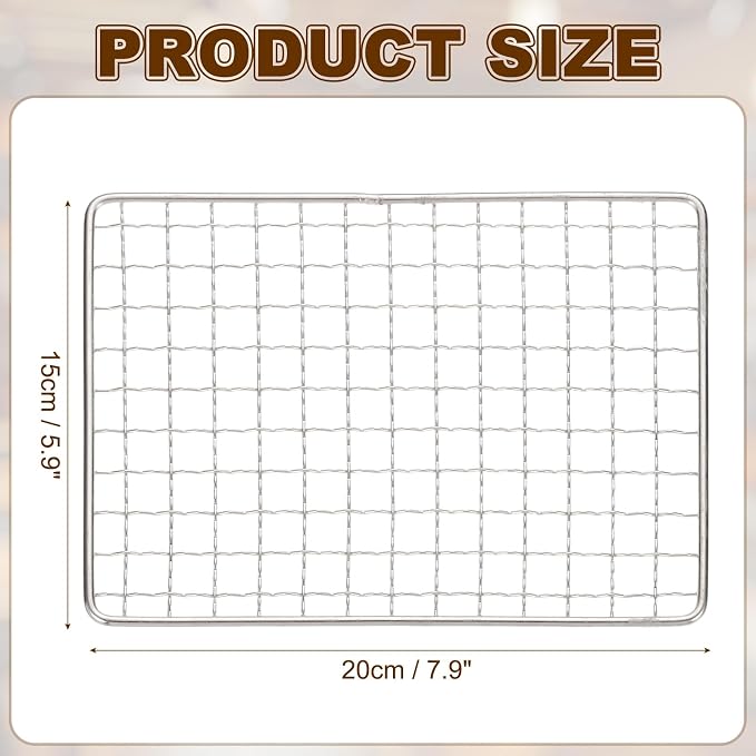 uxcell Cooling Racks, 5.9" x 7.9" Stainless Steel Barbecue BBQ Grill Net Mesh Rack Grate for Cooking, Roasting, Grilling, Oven & Dishwasher Safe, Silver
