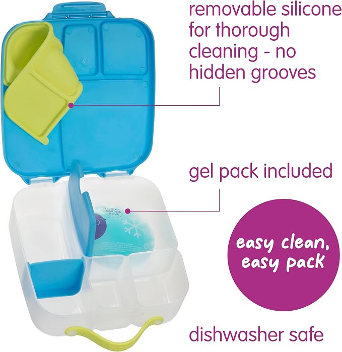 b.box Lunch Box, 8.5 Cup Bento Box for All Ages, Snack Box, Food Containers | Lunch Box Kids + Adults, Lunch Containers, 4 Compartments, Leak Proof, Dishwasher Safe, BPA Free, PFAS Free — Ocean Breeze