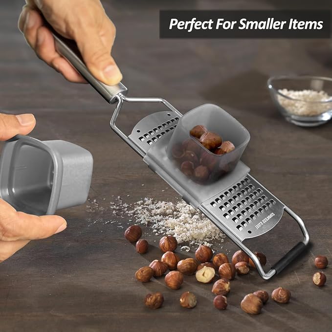4-Pcs Pro Set Zester Grater Set, Cheese Grater with Razor-Sharp Stainless Steel Blade, Fine/Coarse/Extra Coarse/Slider Attachment