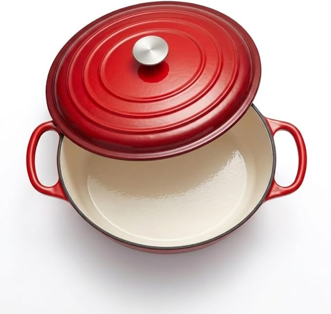 10 Quart Dutch Oven Approx, 9.5 qt Enameled Cast Iron Dutch Oven Pot & Lid | Nonstick Large Bread Oven For Sourdough, Red Iron Pots For Cooking, Baking, Braising, Roasting & Slow Cooking