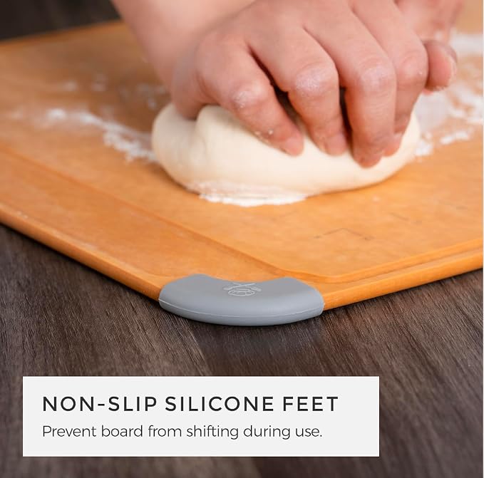 Essential Baking Pastry & Cutting Board for Kitchen, Wood Fiber Cutting Board for Kitchen, Knife Friendly, Dishwasher Safe, Non-Slip Feet, Juice Groove, Non-Porous, Eco Friendly, 15" x 18"
