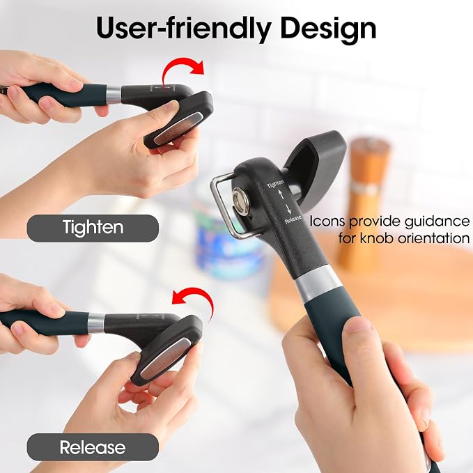 Beneno Can Opener, Manual Side Safe Cut Can Opener Smooth Edge, Green | Durable Sharp DC53 Steel Cutting Blade, Clean Cut with no Sharp Can Edges, Big Effort-Saving Knob, Comfortable Non-Slip Grip