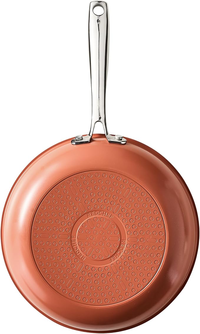 Redchef Frying Pan Ceramic Nonstick, Versatile Chef's Pan for Searing & Browning, Suitable for All Stoves, PFOA/PTFE Free Coating, Easy to Clean, Pumpkin Orange, 9.5 Inch