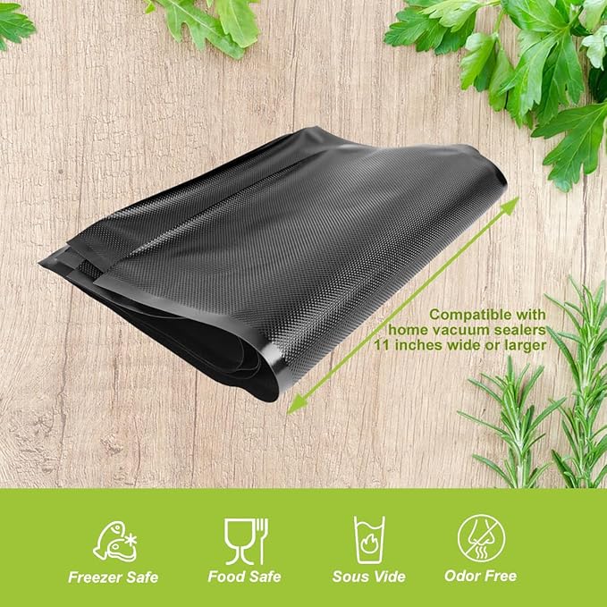 11" x 24" Vacuum Seal Bags Black and Clear, Heavy Duty 5 Mil, 50 Count | Precut Vacuum Sealer Bags for Food Storage, Commercial Grade