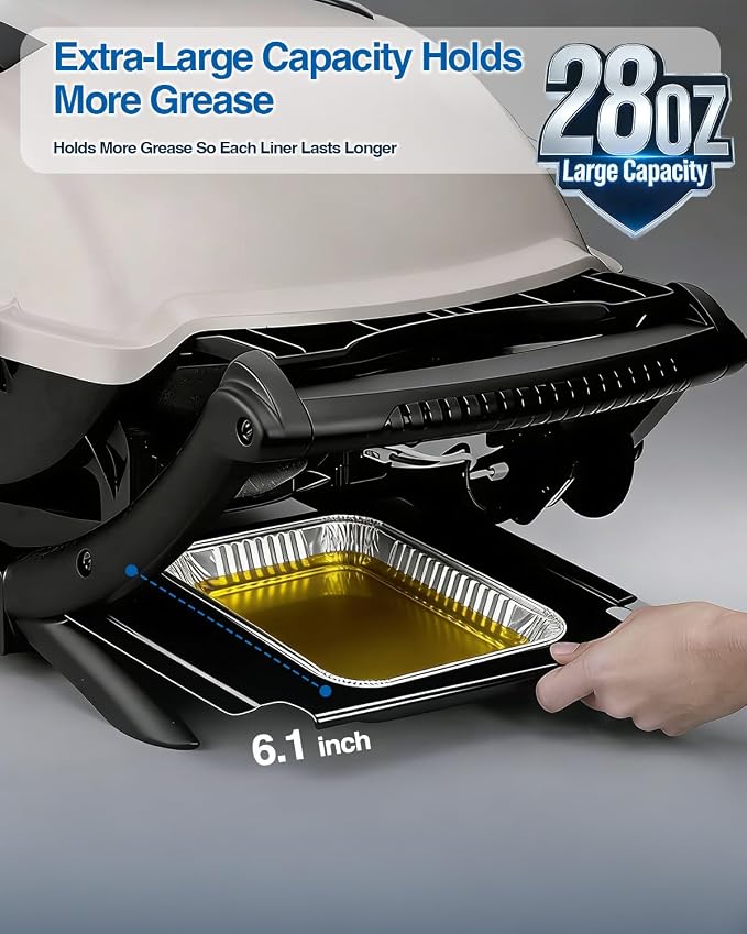 80580 Catch Pan with 20 Pack 6415 Drip Pan Liners for Weber Q200 Q220 Q240 Q300 Q320 & Q2000 Q3000 Series Grills, Grease Tray Catcher for Weber Replacement 80580 41877